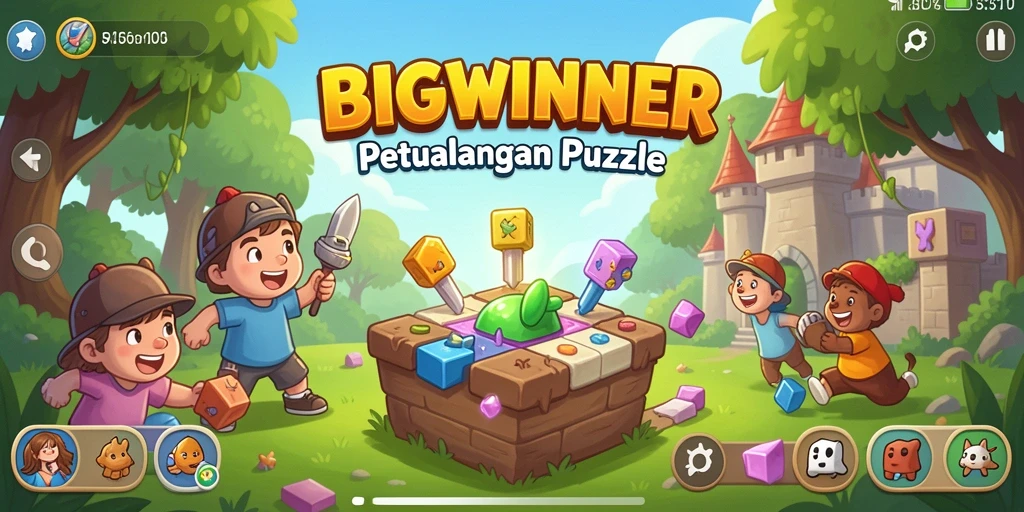 Tampilan seru dari gameplay Puzzle BIGWINNER yang menantang.