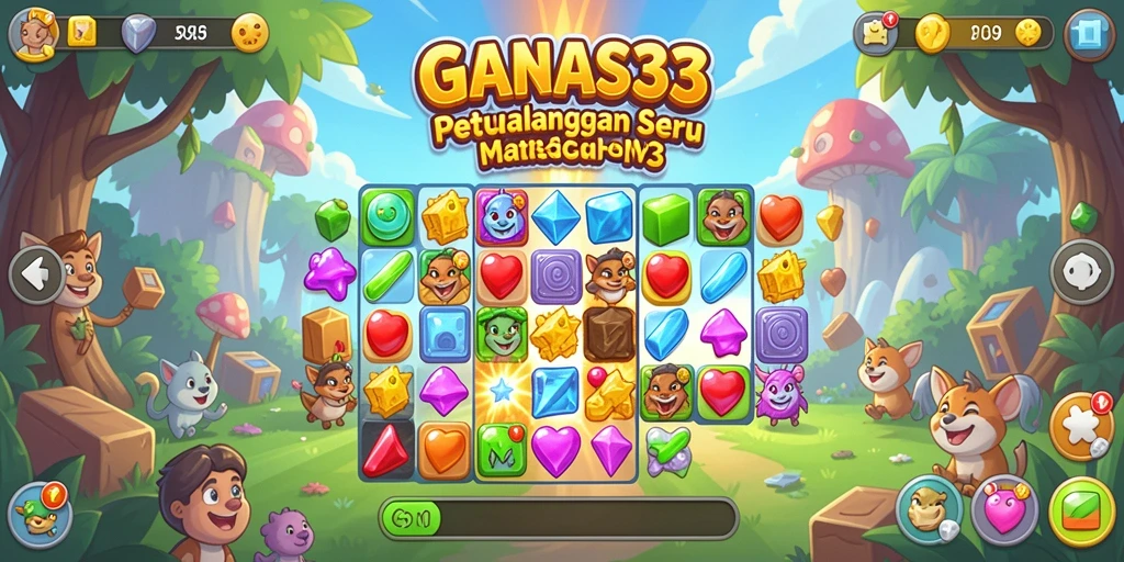 Tampilkan gameplay seru GANAS33 dalam aksi Match-3.