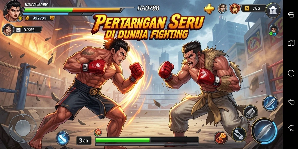 Tampilan pertarungan seru dalam HAO788 di arena Fighting.