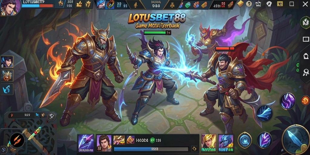 Tangkapan layar dari gameplay seru LOTUSBET88 di pertarungan MOBA.