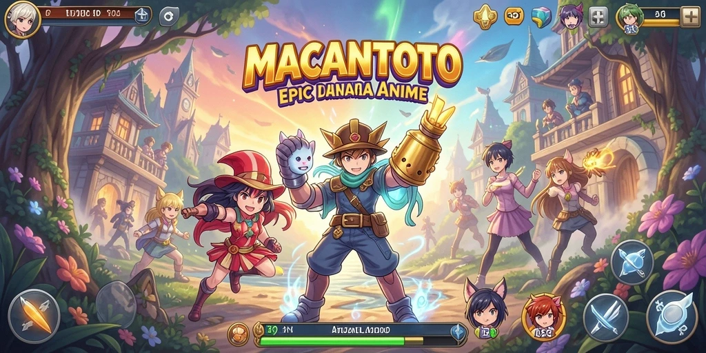 Screenshot gameplay <strong>MACANTOTO</strong> menampilkan aksi seru dan karakter anime yang ikonik.