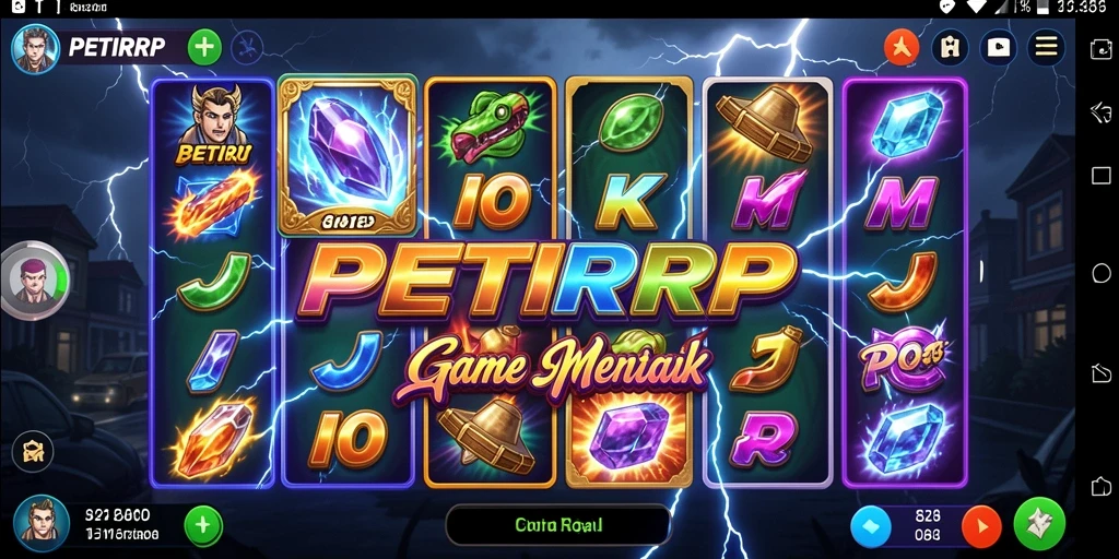 Screenshot menunjukkan gameplay seru dari PETIRRP dengan fitur Slot yang menarik.