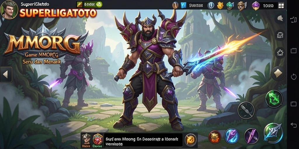 Tampilan gameplay SUPERLIGATOTO dengan aksi seru dan dunia yang indah.